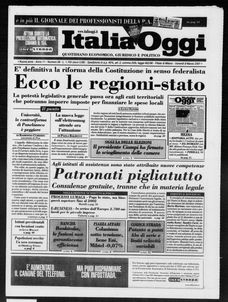 Italia oggi : quotidiano di economia finanza e politica